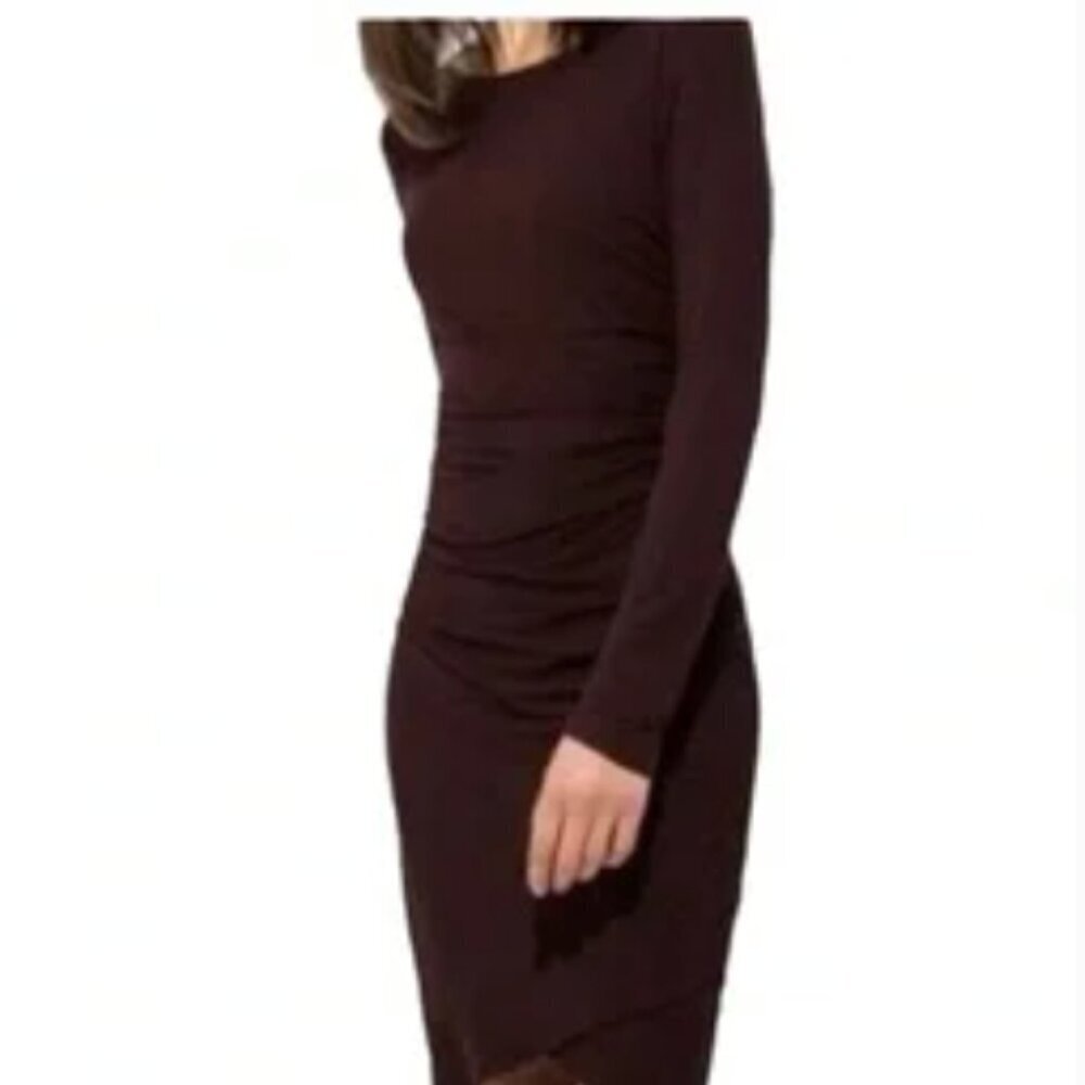 Kit & Ace Wave T-shirt Dress Long Sleeve Asymmetrical Cashmere Size 10